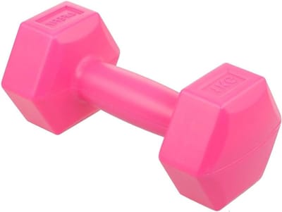 Vinyl Dumbbell - Fitness Gewicht - Krachttraining Thuis - Zweetbestendig Vinyl - 1 kg - Roze
