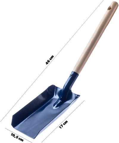 KADAX Asschep van metaal, kolenschep met houten handvat, kleine veegschep, veegplaat, kolenlepel, ovenschep, schoorsteenschep (klein)
