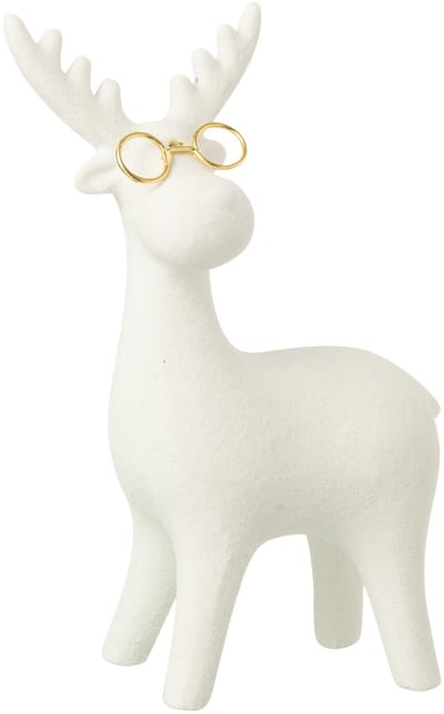 J-Line figuur Rendier - porselein - wit/goud - small