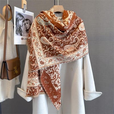 Winter Sjaal Voor Vrouwen Lange Warme Kasjmier Sjaals Hijab Effen Dames Sjaal Wrap Vrouwelijke Pashmina Bandana Hoofdsjaals Echarpe 65x185cm brown
