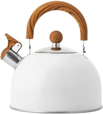 Waterkoker met Fluitje - Theepot Ketel - Water Koken - Food Grade Staal - 2.5 Liter - Wit