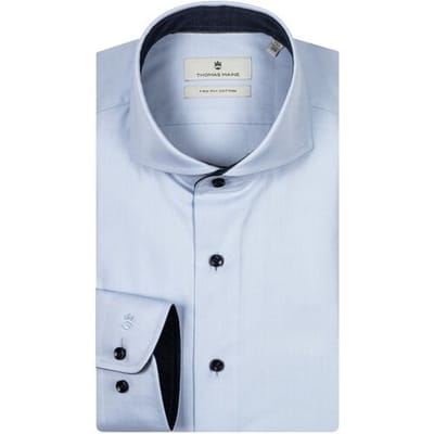 Thomas Maine Overhemd Bari Cutaway Two-Ply Twill Uni Color Contrast Licht Blauw-Navy / male