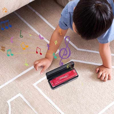Mondharmonica - Muziek instrument - Muziek leren spelen - Beginnersvriendelijk ontwerp - 10 gaats - rood