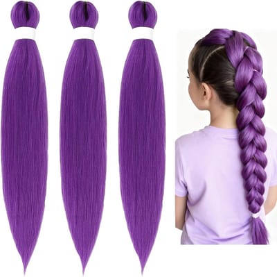 Paarse Haar Extensions voor Vlechten, 68 cm Lange Ponytail, Synthetisch Haar voor Cosplay en Feestjes