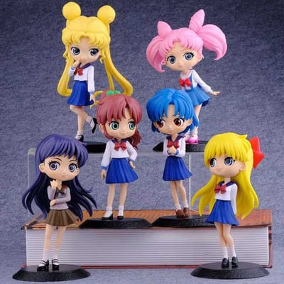 6 stuks/set Anime Sailor Moon Mercurius Venus Jupiter Mars Meisjes Schoonheid PVC Figuur Model Speelgoed 15cm no box blue