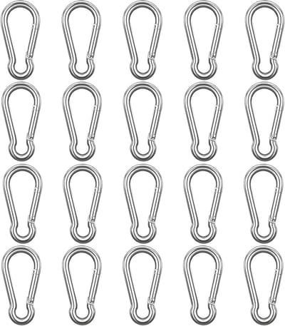 Set van 20 en 50 Aluminium Carabiners 40 x 4 mm voor Sleutelhangers, Rugzakken en Kampeertenten