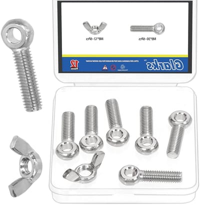 6 Sets M8 x 30mm Lifting Shoulder Eye Bolts met Vlindermoeren voor Bevestiging, Constructie en Machinale Toepassingen, Roestvrijstaal