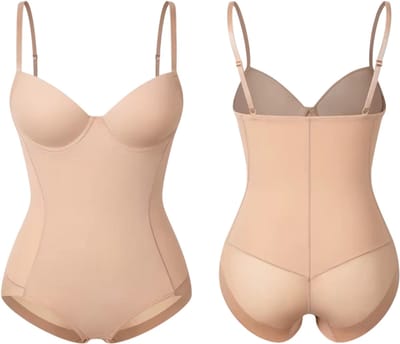 Shapewear bodysuit dames – corrigerend ondergoed buik controle, body shaper met butt lifter, taille trainer & afslankend corrigerend ondergoed - Beige - Maat S