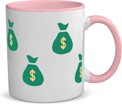 Akyol - geld zakken koffiemok - theemok - roze - Geld - iemand die van geld houdt - cadeau voor iemand die houdt van geld - verjaardagscadeau - gift - geschenk - 350 ML inhoud