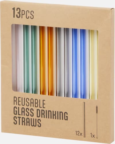 PolkaHome 12 Glazen rietjes met reinigingsborstel herbruikbaar van glas 19 cm