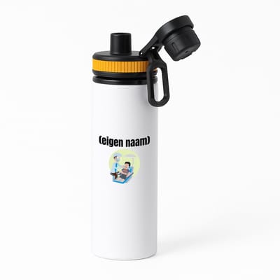 Hacebo® - tandarts met eigen naam waterfles met draaidop oranje - Tandarts - mondhygiënisten/tandartsen - iemand die tandarts is of mondhygiënist - verjaardag - cadeau - kado - geschenk - water fles - 850ML