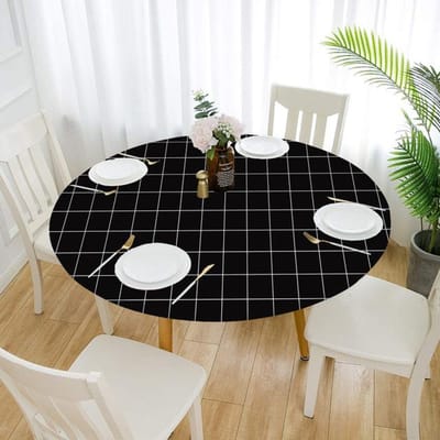 Geprinte Ronde Tafelkleed Oliebestendig Stretch Stof Modestijl Eettafeldecoratie Salontafel Kussen Table Dia60cm