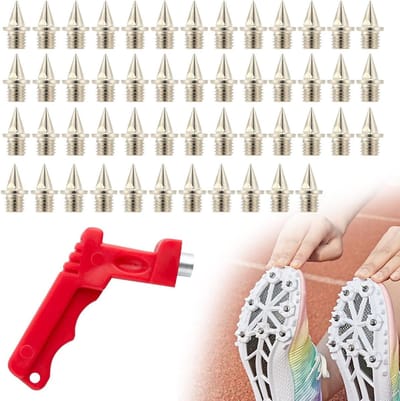 Set van 50 nagelpunten voor atletiekschoenen - Reservepunten met puntsleutel - Robuuste punten voor springen, hardlopen en wandelen - Kunststof baan - Duurzame kwaliteit - Grip en stabiliteit