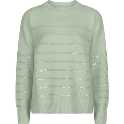 EsQualo Sweater Striped Sequins Jade Größe: XS/S | Pullover Outlet | Damen