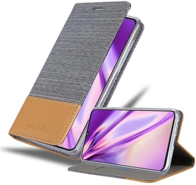 Cadorabo Hoesje geschikt voor Motorola MOTO Z4 in LICHTGRIJS BRUIN - Beschermhoes met magnetische sluiting, standfunctie en kaartvakje Book Case Cover Etui