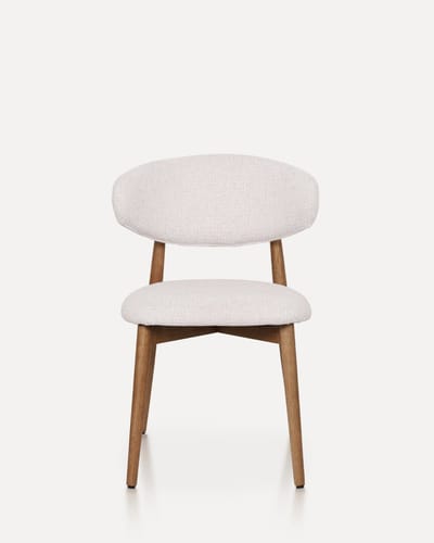 Luxe Houten Eetkamerstoel met Stoffen Zitting – Premium Comfort – SET VAN 2 -Rubberhout Frame – Scandinavisch Design- Walnut Cream