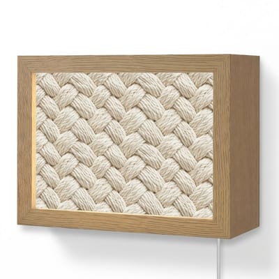 Wandlamp 20x15 cm - Oplaadbaar - Touw - Gebreid - Beige - Wandlampen binnen woonkamer - Slaapkamer lamp met kabel - Decoratieve nachtlamp - Vloerlamp snoer