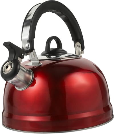 Waterkoker Kookplaat - Theeketel Fluitketel - Koffie Thee Zetten - Grote Capaciteit - 3 Liter - Rood