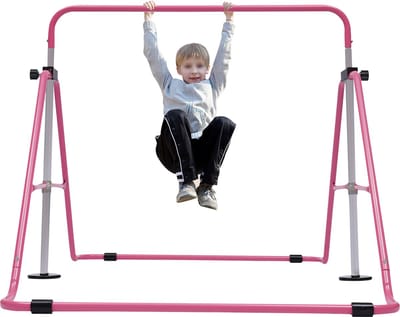 Turnrek Voor Kinderen Tot 150Kg Gymnastiekrek Horizontale Rekstok Aanbevolen Gebruikshoogte 70-140cm Roze