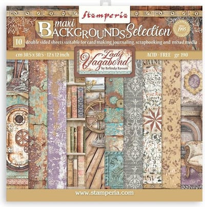 Stamperia - Lady Vagabond Lifestyle Maxi Backgrounds 12x12 Inch Paper Pack (SBBL100)