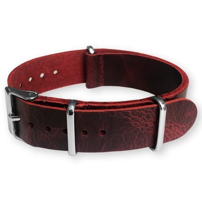 NATO Horlogeband Pull-Up Leer Rood 20mm