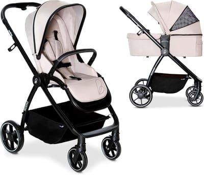 2-in-1 Kinderwagen met Babykuip - Lichtgewicht en Compact - Verstelbare Posities - Veilig Tot 23 kg - Met Trolleyfunctie en Opbergzak