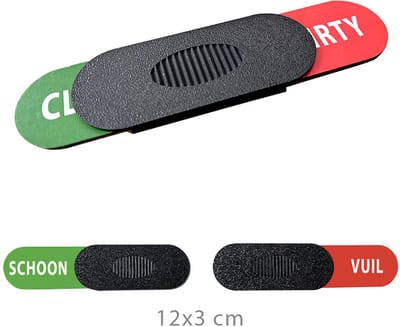 Schoon/Vuil Schuifbordje voor Vaatwasser – Afwasautomaat Indicator – Deurbordje Zwart – Modern Compact Design – 3D-geprint Duurzaam Plastic – 30 x 120 mm