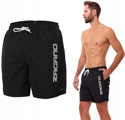 Zagano - Zwemshort heren - Maat L - Zwart - Lange zwembroek heren - Sneldrogend - Sport zwembroek - Zwembroek voor het zwembad