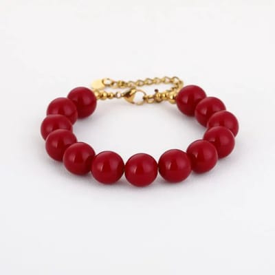 Bijoutheek Armband (Sieraad) Statement Grote Kralen Deep Red