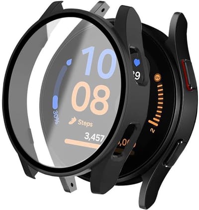 Screenprotector Glas + Hoesje geschikt voor Samsung Galaxy Watch FE / 5 / 4 40mm - Volledig 360 Graden Case Bescherming