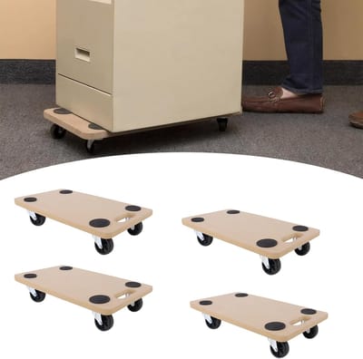 Transportrollers voor Meubels, 4 Stuks, Met Rubber Pads en Handgreep, Tot 200 Kg Draagkracht