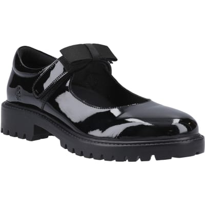 Hush Puppies Astrid Bow Meisjes Zwart Leren Schoenen