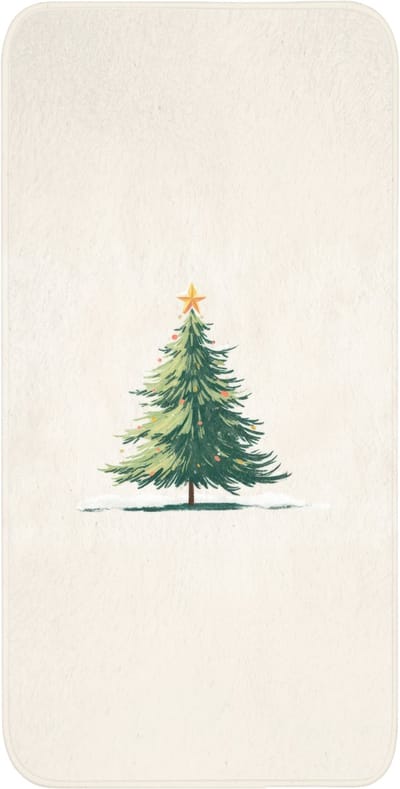 WC mat 60x120 cm - Antislip - Kerstboom - Illustratie - Ster - Sneeuw - Toiletmat - Vloermat - Douchemat - Toilet tapijt - Toiletmatten