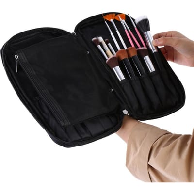 Professionele Make-up Kwasten Tas Houder Toiletartikelen Organizer Cosmetische Handtas Etui(Zwart) zwart