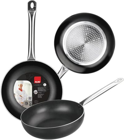 Diepe koekenpan - Koekenpan - Koken op inductie - Twee antiaanbaklagen - 28 cm - Zwart