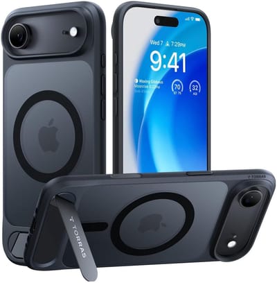 TORRAS Hoesje Geschikt voor Apple iPhone Air - UPro Pstand - Compatibel met MagSafe / Qi2 - Uitklapbare Kickstand - Back Cover met Magneet - Zwart
