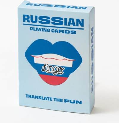 Lingo- Russische speelkaarten- playingcards- talen leren- Rusian- jong en oud- Russische woordenschat- woordenschat- Leer Russische woordenschat op een leuke en gemakkelijke manier- 52 essentiële vertalingen- Leren- reizen- spelen