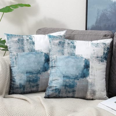 Unyqoos ® Set van Twee Luxe Fluwelen Kussenslopen in Stijlvolle Blauwe Kleur voor Binnen- en Buiten Gebruik