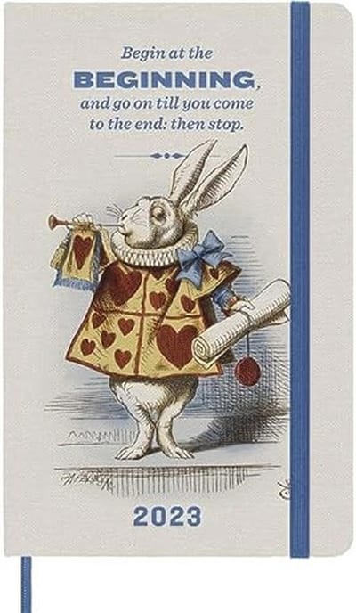 Weekplanner 2023 met Alice In Wonderland-thema, beperkte oplage, groot formaat, agenda met harde kaft
