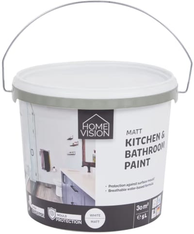 5 liter Home Vision badkamer- en keukenverf mat wit - verf