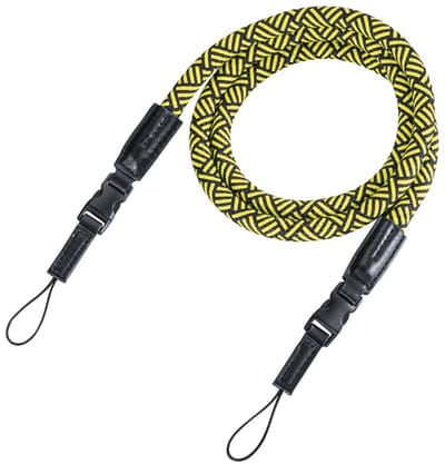 Hama Cameraband "Braid 120", snelsluiting, lengte 120 cm, zwart/geel