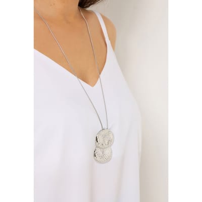 Yours Zilverkleurige Lange Ketting Met Dubbele Cirkelvormige Hangersize One Size