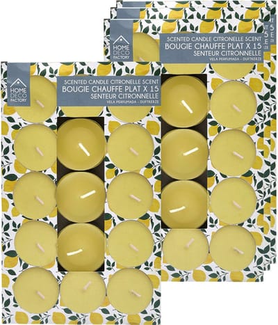 Citronella geur theelichtjes - Citrus geur - 60x stuks - waxinelichtjes - onaangenaam voor sommige dieren - geurkaarsen