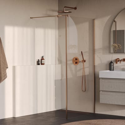 Brauer Oblivion - Inloopdouche - Helder Glas - 100 x 200 cm - met Zijwand 40 cm - incl. Glascoating - PVD Koper Geborsteld