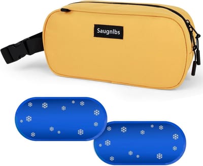Thijox - Kleine geïsoleerde koeltas, mini lunch koelbox met 2 ijspakketten, 25,4 cm x 10,2 cm x 12,7 cm, perfect voor werk, school, reizen, invriesbar