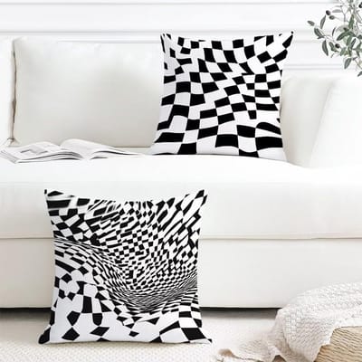Bankkussens - Kussenhoezen - Woonkamer Decoratie - Waterdicht Fluweel - 65 x 65 cm - Zwart Wit