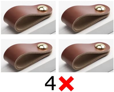 Actie4you® - Leren Handgrepen – Meubelgreep – Handvaten Kast – Keukengreep – Ladegreep – Leren Lus – Incl. Schroeven - Set van 4 – Buffel Leer – Bruin