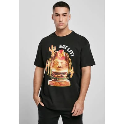 Mister Tee - Eat Lit Oversize Heren T-shirt - L - Zwart