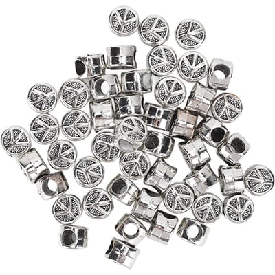 50pcs Perles à Barbe Dreadlocks Métal DIY Perles Tubes Pendentif pour Tresse de Cheveux Bracelet Collier gray