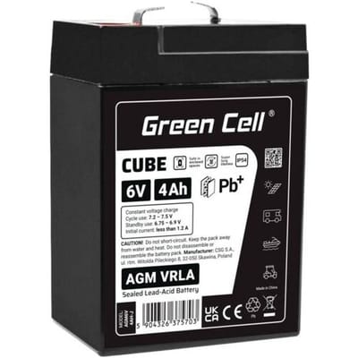 Loodaccu Green Cell GC-AGM6V4AH-J Loodvlies (AGM) 4 Ah 6 V 1 stuk(s)